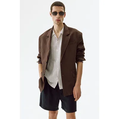 H&m Relaxed-fit Linen-blend Shorts In Brown