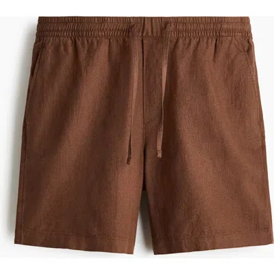 H&m Relaxed-fit Linen-blend Shorts In Brown