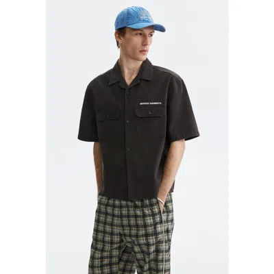 H&m Relaxed-fit Short-sleeved Utility Shirt In Black
