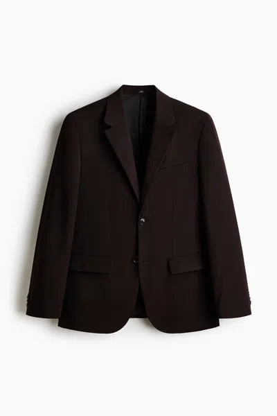 H&m Relaxed-fit Wool-blend Suit Jacket In Brown
