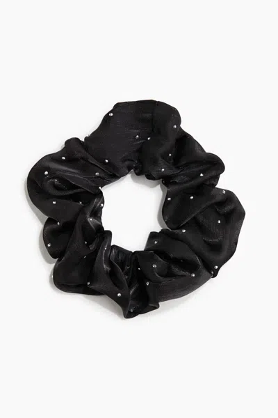 H&m Rhinestone-embellished Scrunchie In Black