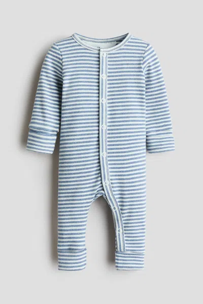 H&m Babies' Ribbed Cotton Jumpsuit In Blue
