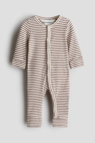 H&m Babies'  Ribbed Cotton Jumpsuit In Multi