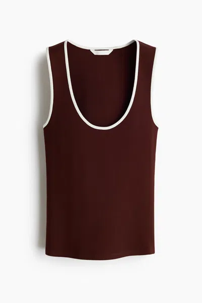 H&m Ribbed Cotton Tank Top In Burgundy