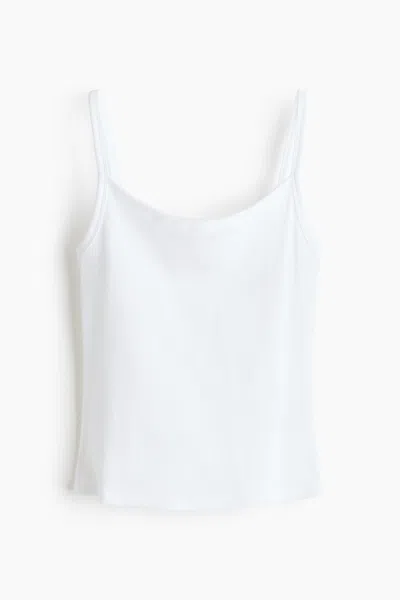 H&m Ribbed Cotton Tank Top In White