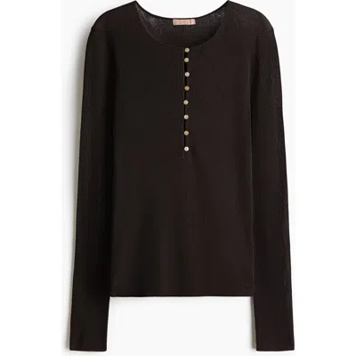 H&m Ribbed Henley Top In Multi