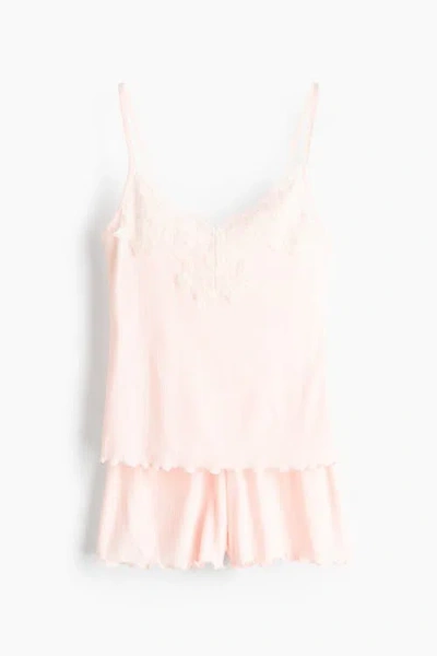 H&m Ribbed Jersey Pyjamas In Pink