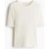 H&m Ribbed Silk-blend Top In Neutral