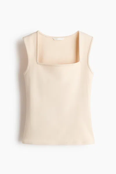 H&m Ribbed Square-neck Tank Top In Multi