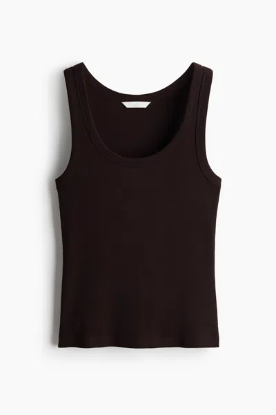 H&m Ribbed Tank Top In Brown