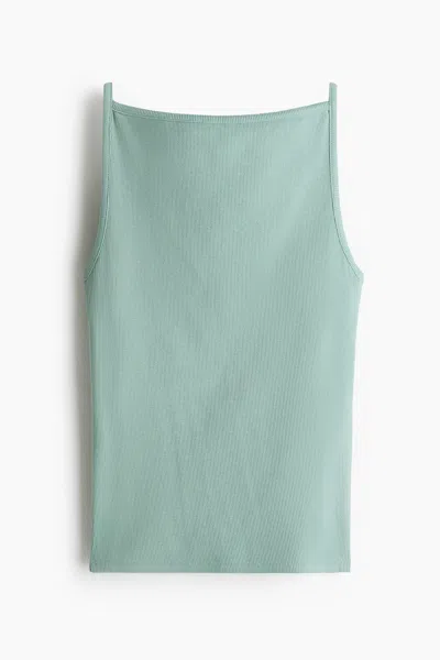 H&m Ribbed Tank Top In Green