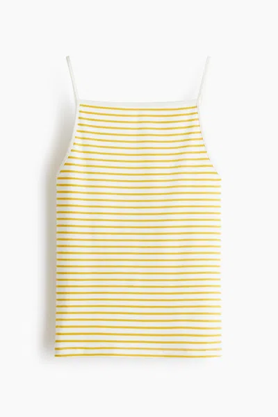 H&m Ribbed Tank Top In Yellow