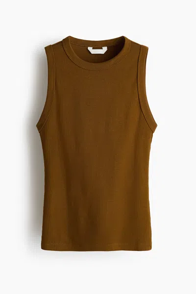 H&m Ribbed Tank Top In Brown