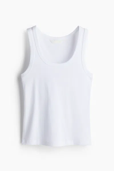 H&m Ribbed Tank Top In White