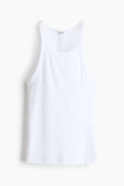 H&m Ribbed Tank Top In White