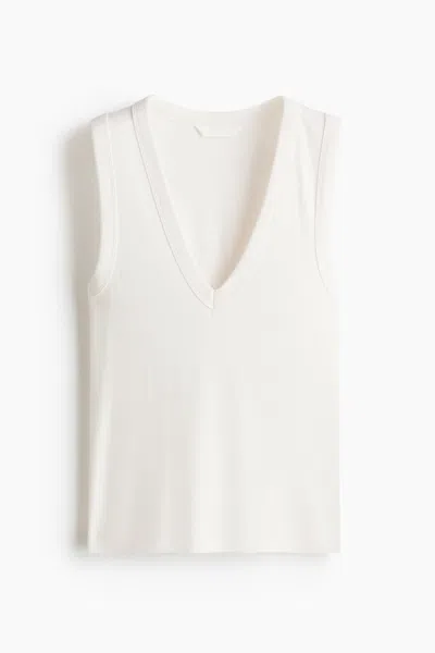 H&m Ribbed Tank Top In White