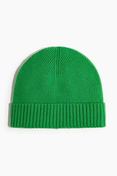 H&m Rib-knit Beanie In Green