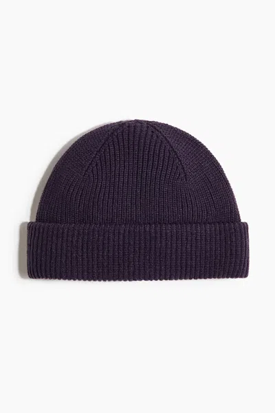 H&m Rib-knit Beanie In Purple