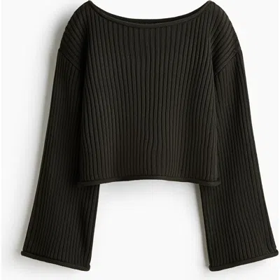 H&m Rib-knit Boat-neck Jumper In Green