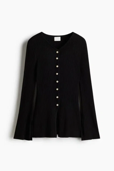 H&m Rib-knit Cardigan In Black