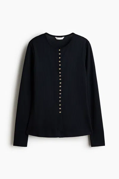H&m Rib-knit Cardigan In Blue