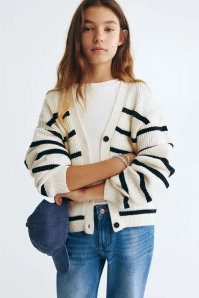 H&m Kids'  Rib-knit Cardigan In Neutral