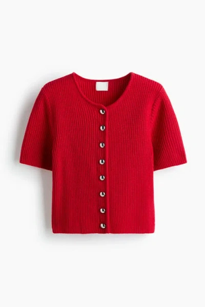 H&m Rib-knit Cardigan In Red