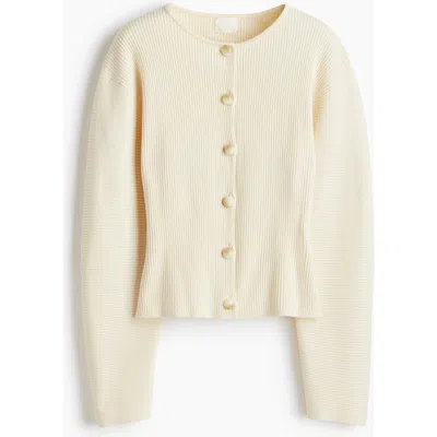 H&m Rib-knit Cardigan In White