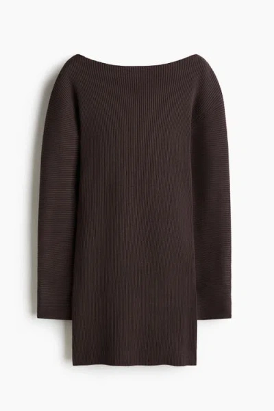 H&m Rib-knit Dress In Brown