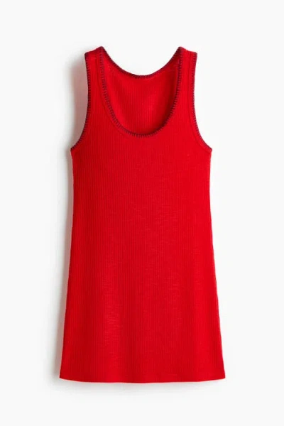 H&m Rib-knit Dress In Red