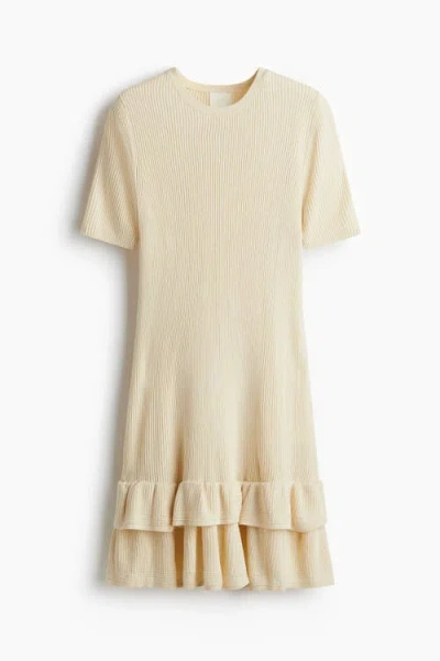 H&m Rib-knit Dress In Neutral