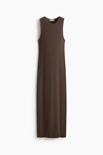 H&m Rib-knit Maxi Dress In Brown