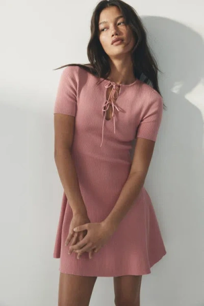 H&m Rib-knit Mini Dress In Pink