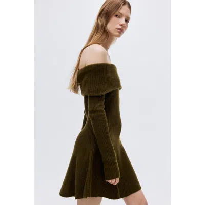 H&m Rib-knit Off-the-shoulder Dress In Multi