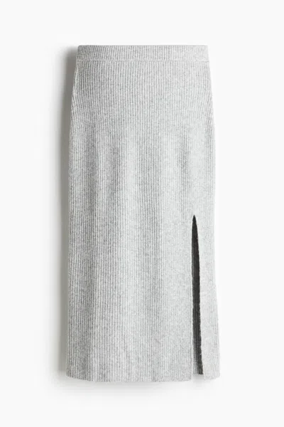 H&m Rib-knit Pencil Skirt In Gray