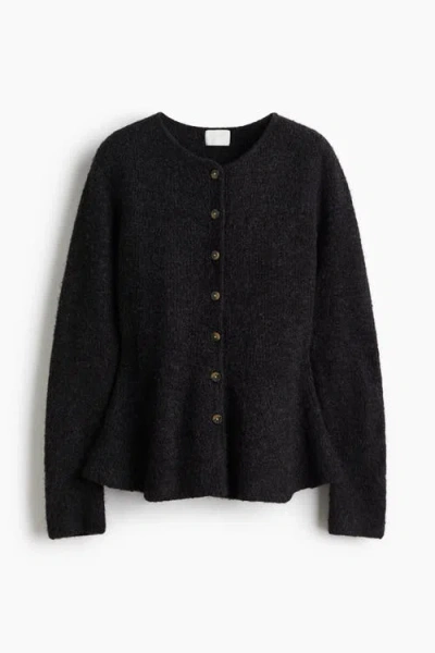 H&m Rib-knit Peplum Cardigan In Black