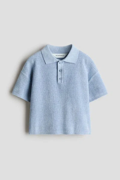 H&m Kids'  Rib-knit Polo Shirt In Blue