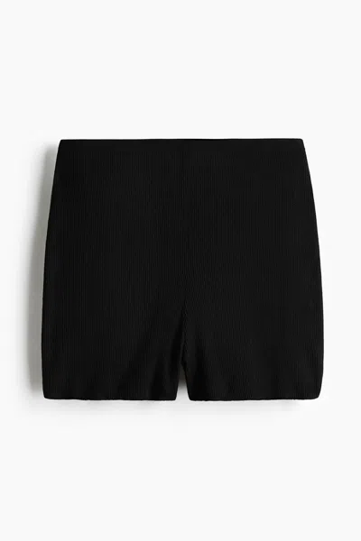 H&m Rib-knit Shorts In Black