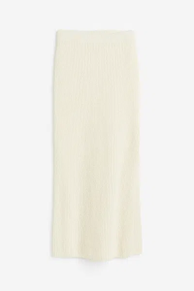 H&m Rib-knit Skirt In White
