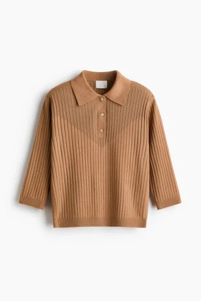 H&m Rib-knit Top In Brown