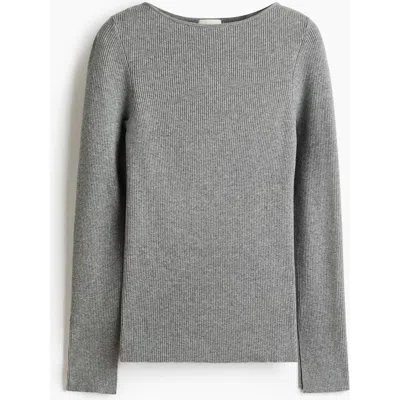 H&m Rib-knit Top In Gray