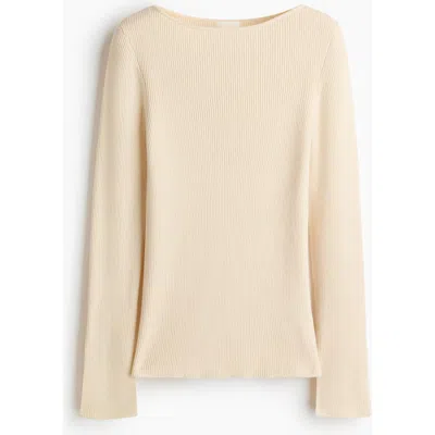 H&m Rib-knit Top In Neutral