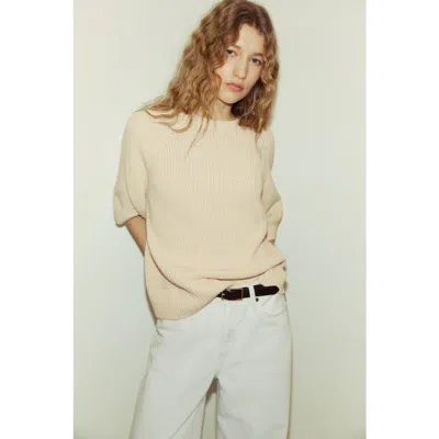 H&m Rib-knit Top In Neutral