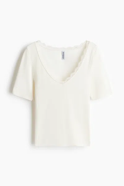 H&m Rib-knit Top In White