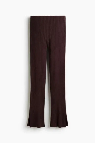 H&m Rib-knit Trousers In Brown