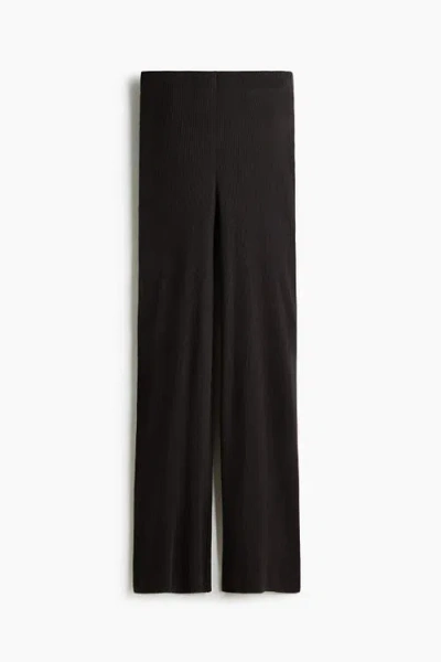 H&m Rib-knit Trousers In Black