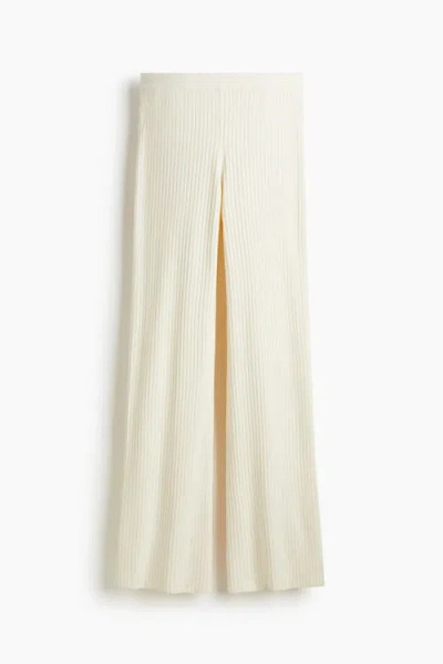 H&m Rib-knit Trousers In Gray
