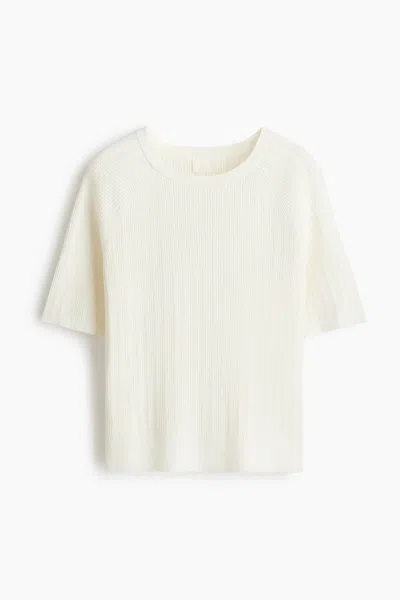 H&m Rib-knit T-shirt In Metallic