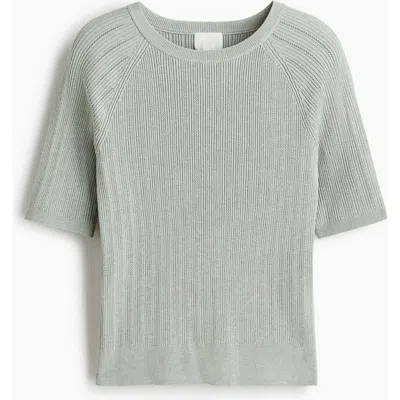 H&m Rib-knit T-shirt In Gray