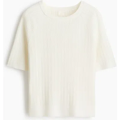 H&m Rib-knit T-shirt In Neutral